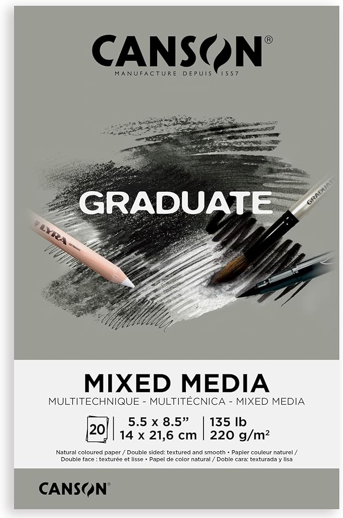 Canson Graduate Grey Toned Mixed Media Pad, 5.5x8.5 inch, 20 Sheets | Artist by Unknown