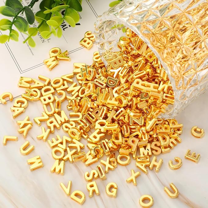 Augshy 700Pcs Gold Large Alphabet Letter Beads - Image 3