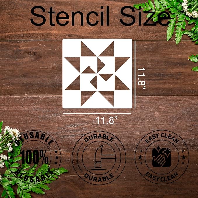 Barn Quilt Stencils for Crafts Reusable 12” Quilt Block Stencil Drawing - Image 2