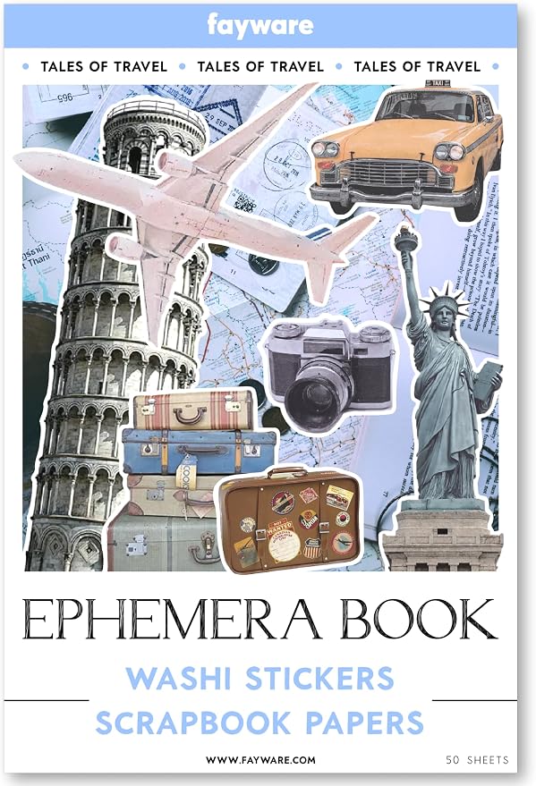 Fayware 300+ Travel Stickers for Scrapbooking & 20 A5 Papers by FAYWARE