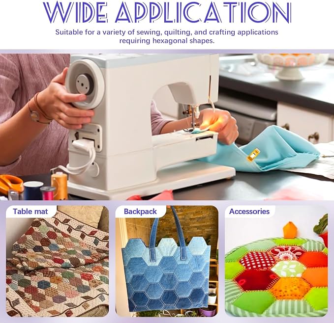 500 PCS Hexagon Piecing Paper Templates, Quilting Templates Accessories - Image 5