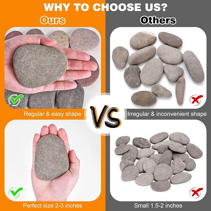 River Rocks for Painting 75 Pcs Large 2-3 Inch Flat Smooth Painting Stones - Image 3