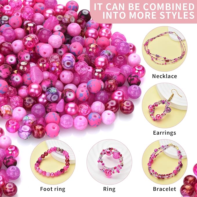 Rired 27 8mm Round Glass Beads Kit, Craft Beads - Image 3