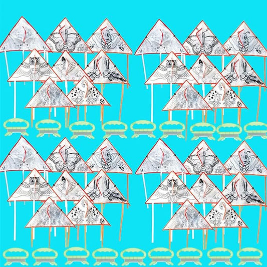 20 Pack DIY Coloring Kite Kit for Kids Pre-Printed Cartoon Animal Pattern Kites by VAIPI