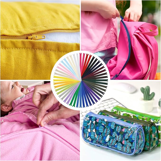 Zippers for Sewing, DOITEM 48pcs 35cm/14 Inch Zipper Multicolor Nylon Coil - Image 6