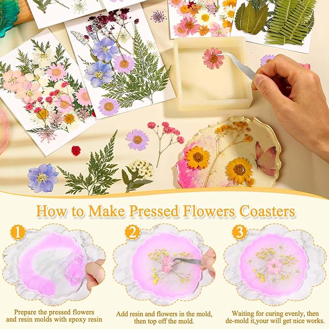 124 Pcs Dried Pressed Flowers for Resin Crafts, Real Pressed Wildflowers - Image 5