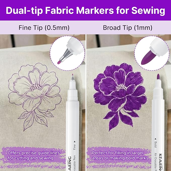 Avenuebool Fabric Markers for Sewing, Disappearing Ink Pen for Fabrics Sewing - Image 4