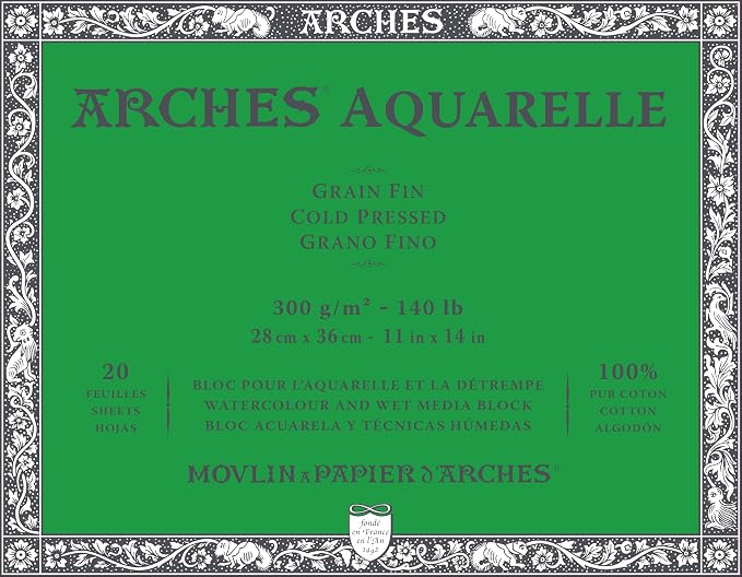 Arches Watercolor Paper Block, Cold Press, 140 Pound by ARCHES