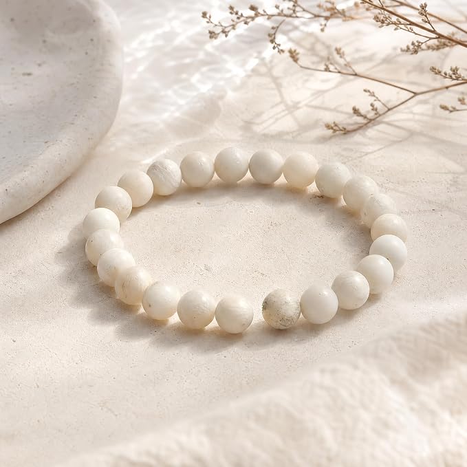 48pcs Natural Matte White Chrysocolla Gemstone Beads，8mm Frosted Round Loose - Image 3