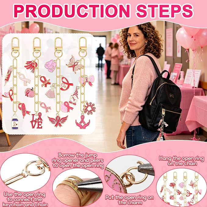 AUGSUN 189Pcs Keychain Making Kit, Charm Jewelry Chain Making Crafts Including - Image 3