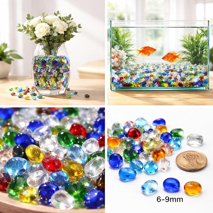 QYGL 0.55LB Green Mixed Clear Glass Pebbles, Tumbled Sea Glass Stones - Image 6