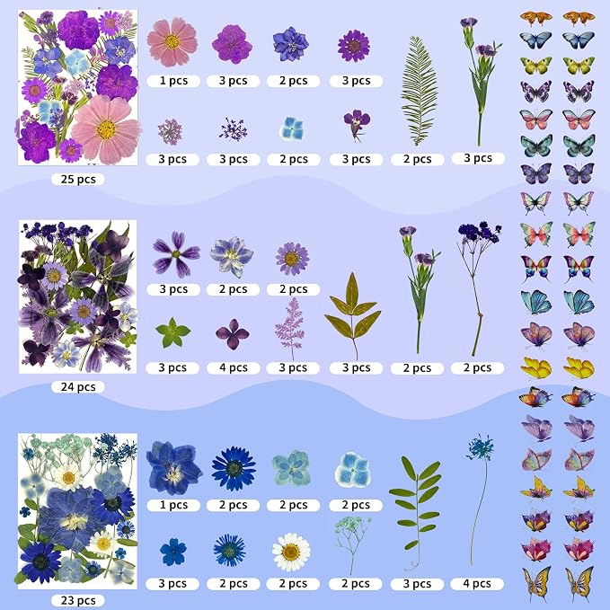 303Pcs Dried Pressed Flowers for Crafts, Dried Pressed Flowers for Resin - Image 3