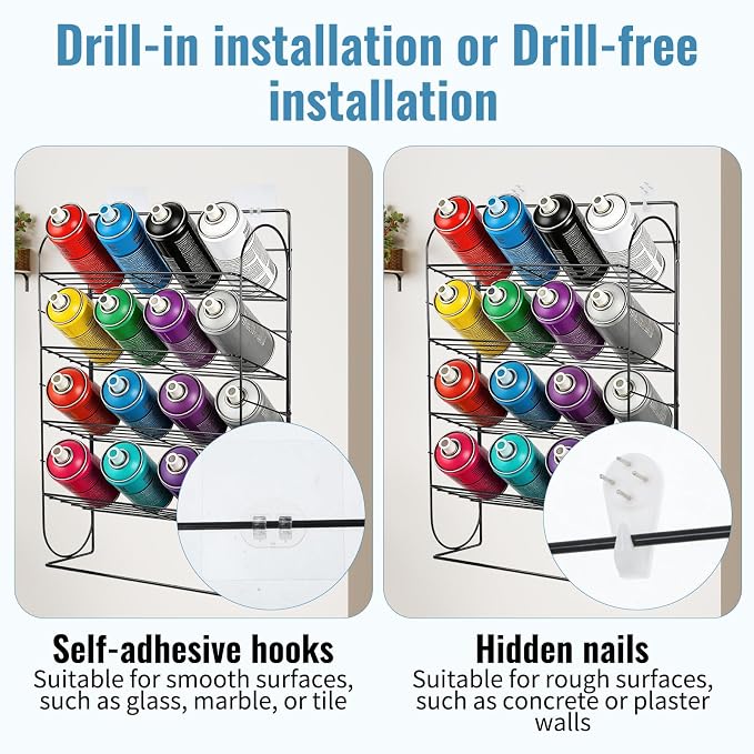 Spray Can Holder Storage Rack Wall Mounted, Metal Spray Paint Rack Organizer - Image 4