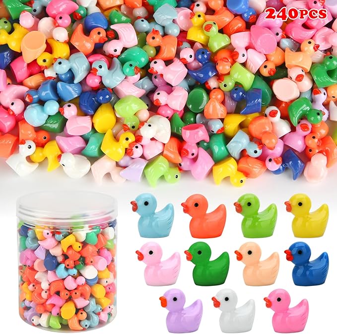 GWAHSA 240pcs Mini Ducks, Tiny Resin Duck Figurines Colorful Plastic Small by GWAHSA