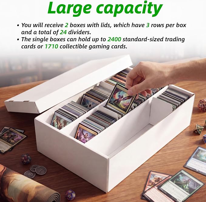 Calenzana 2400-Count Trading Cardboard Card Storage Boxes 2 Pack, 3 Row White - Image 4