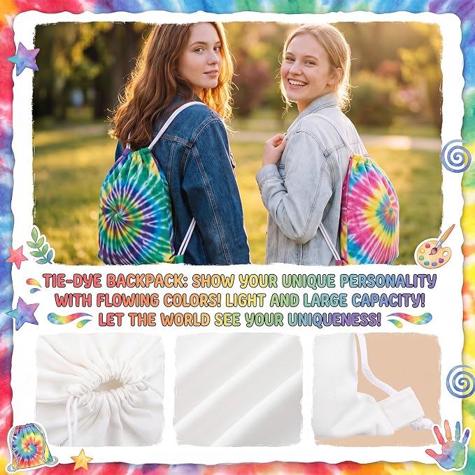Acellegic 30 Pcs White Tie-dye Cotton Drawstring Bags - Image 6