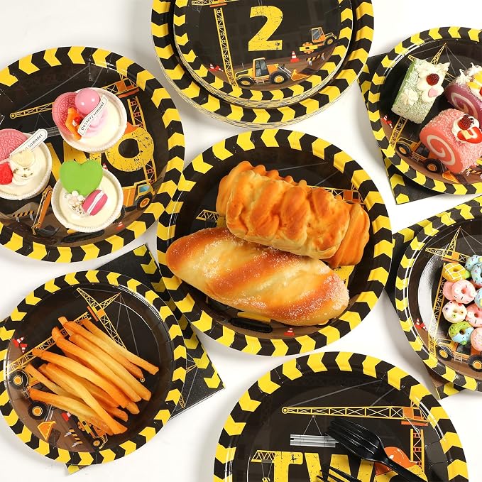 100 Pcs Construction Party Plates and Napkins Set Construction Truck Birthday - Image 5