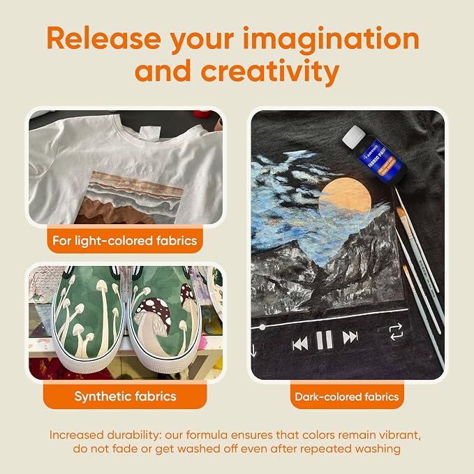 Black Fabric Paint 4 fl. oz – Permanent Fabric Paint Black - Image 3