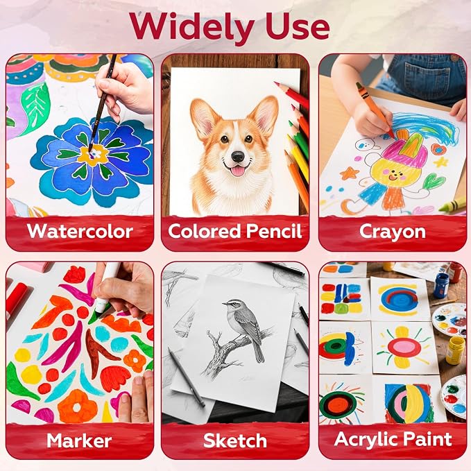 100 Sheets Watercolor Paper Bulk，9 x 12 Inch Cold Press 140 lb/300 GSM Water - Image 7