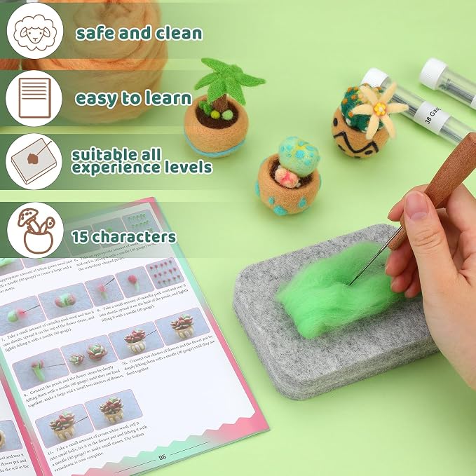 Needle Felting Kit, Needle Felting Tools, Wool Felting Kit Including Wool Roving - Image 4