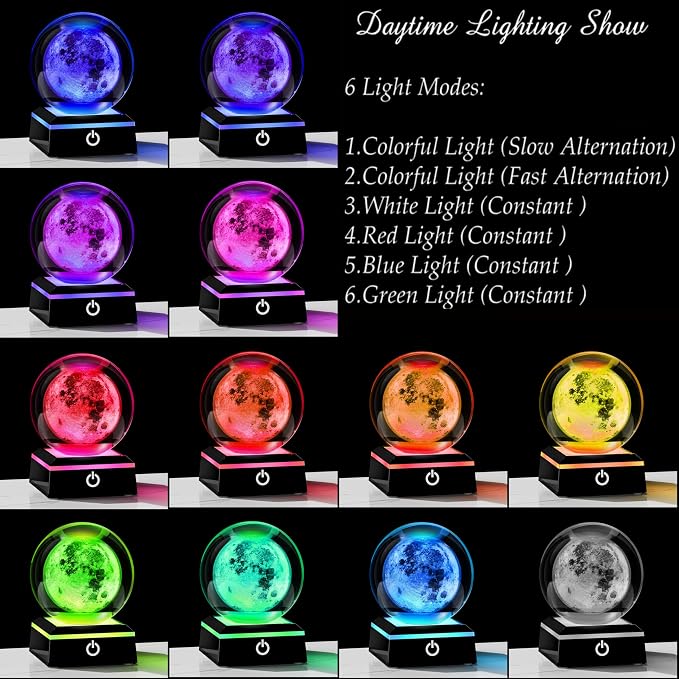 Qianwei 3D Moon Crystal Ball Planet Space Decor Astronomy Science Gift Lamp | - Image 3