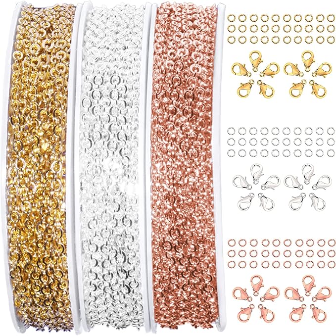 Jishi 30ft Jewelry Making Chains Bulk 2mm Necklace Chains, Jewelry Making by Jishi