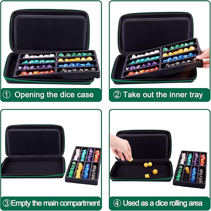 SIQUK Green EVA Dice Case with Detachable Tray and Handle - Image 5