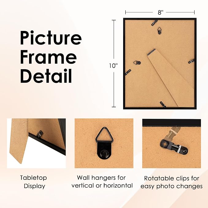 FIXSMITH 8x10 Picture Frame Set of 6, Display Pictures 5x7 - Image 4