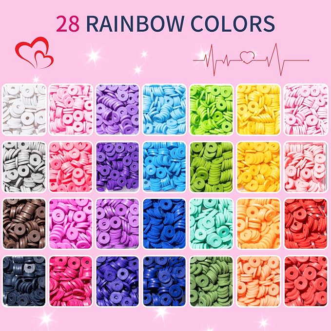 28 Colors 3500 Pcs Clay Beads Kit - Image 3