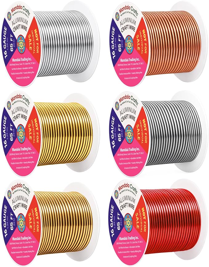 Mandala Crafts 16 GA Gray Copper Red Assorted Anodized Aluminum Craft Wire | by MandalaCrafts