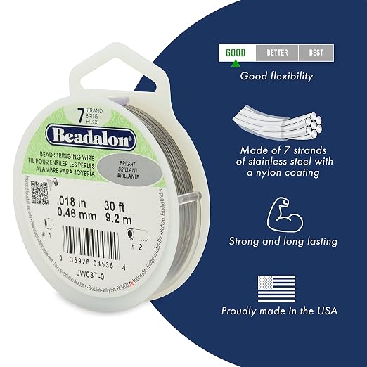 Beadalon 7 Strand Stainless Steel Bead Stringing Wire, 0.015 in / 0.38 mm - Image 2