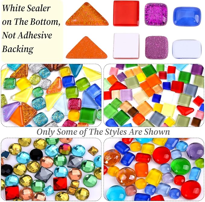 3200 Pcs Colorful Irregular Crystal Mosaic Tiles, 6.6lb Tiny Mosaic Tile DIY - Image 3