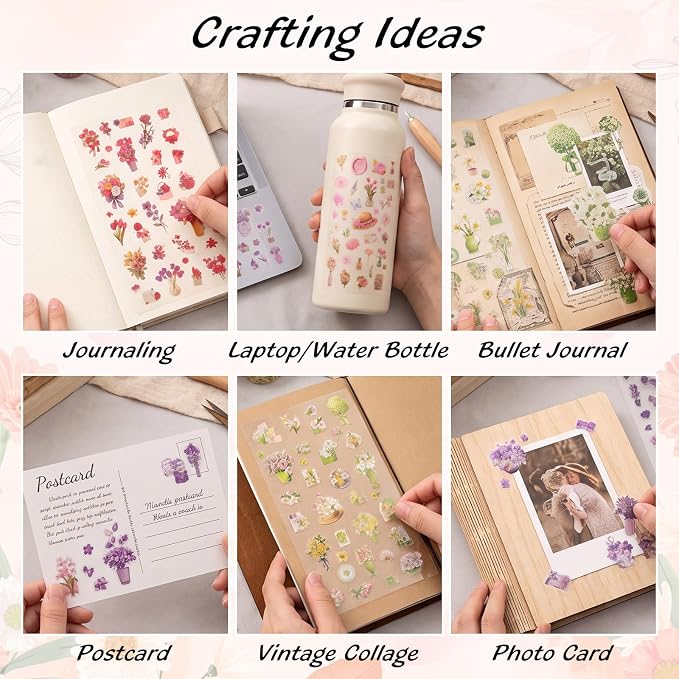 Pengxiaomei 375 Pcs French Flower Stickers - Image 3