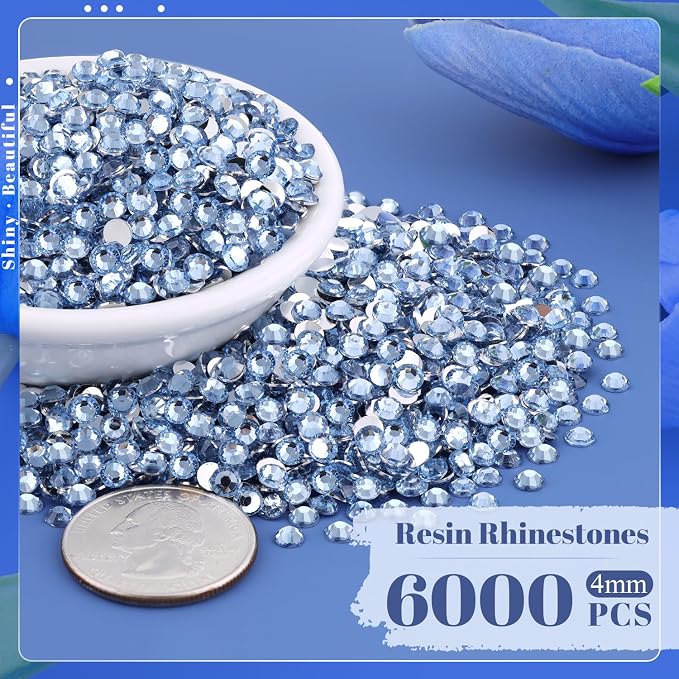 6000PCS 4mm Resin Rhinestones in Bulk, Bedazzling Flatback Crystals Rhinestones - Image 2