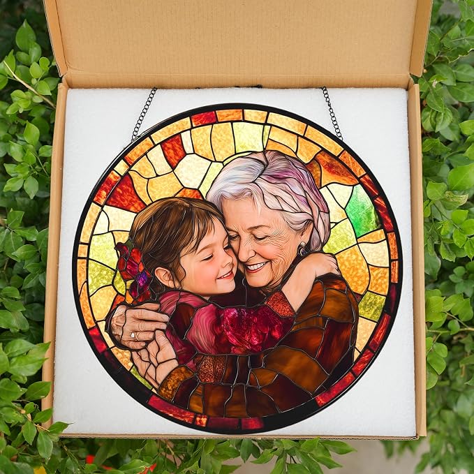 Personalized Grandma Stained Glass Sun Catcher, Custom Photo Family Portrait - Image 6