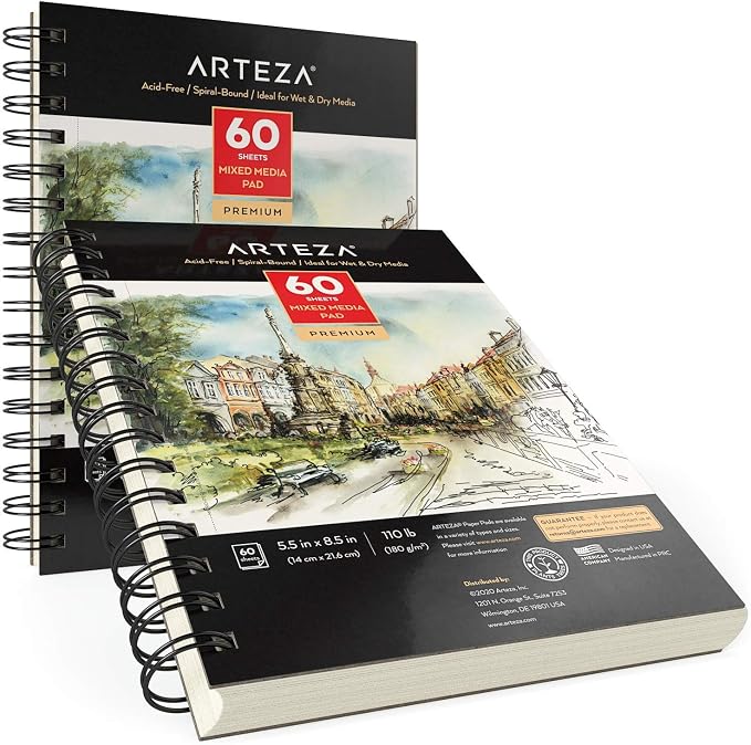 ARTEZA Mixed Media Sketchbook, 5.5 x 8.5 Inches, 60 Sheets, Micro-Perforated - Image 4