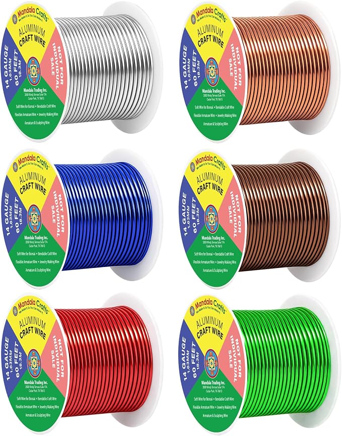 Mandala Crafts 14 GA Green Brown Red Assorted Anodized Aluminum Craft Wire | by MandalaCrafts