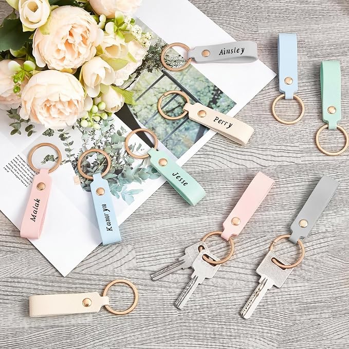 Wavyknot 100 Pcs PU Leather Keychain Blanks Bulk Laser Engraving Blanks - Image 3
