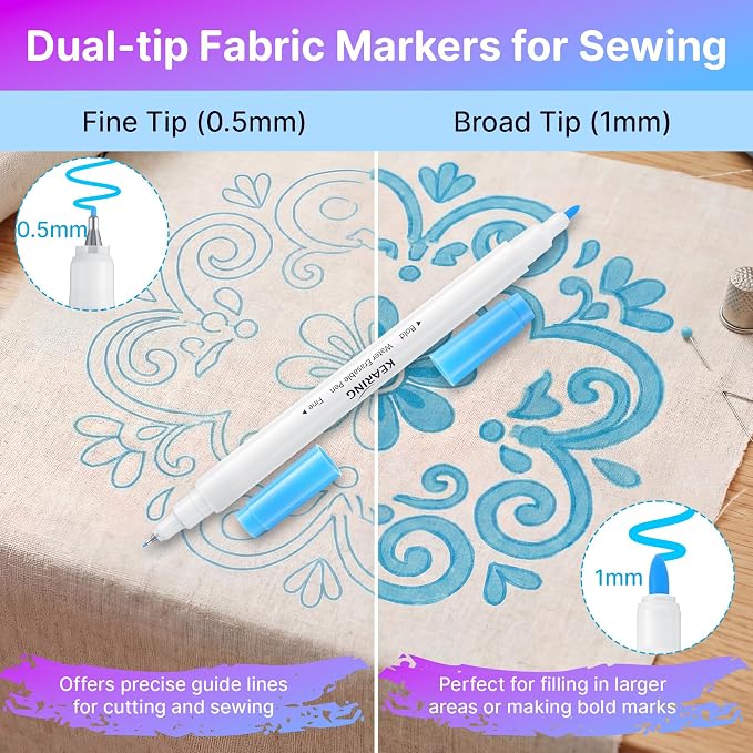 Avenuebool Fabric Markers for Sewing, Includes 2 Water Soluble Fabric Marker 2 - Image 5