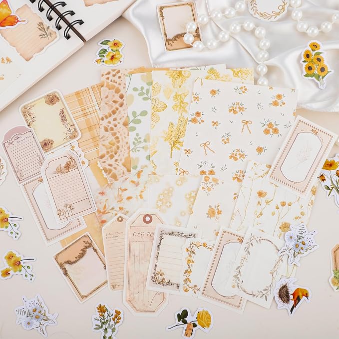 BESARME 480 Pcs Floral Scrapbook Paper Junk Journal Stickers Supplies 6 Spring - Image 7