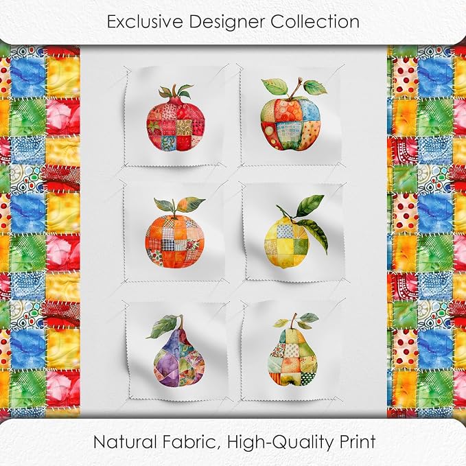Fruit Patchwork Cotton Fabric Panel – 6 Fruit Designs + Bonus Patchwork Sheet - Image 5