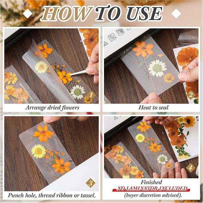 Fuyoooo 376 Pcs Pressed Flowers Bookmark Making Kit, DIY Bookmark Laminating - Image 4