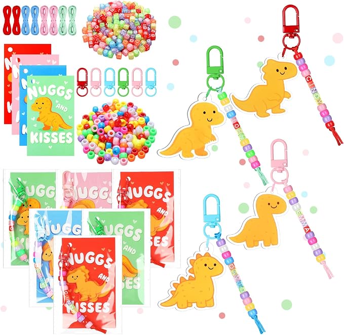 Suncalla 984 Pcs 24 Set Dinosaur Nugget Keychain Making Kit DIY Crafts | Key by Unknown