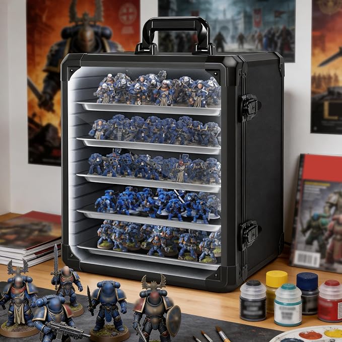 WELIDAY Miniatures Storage Case Miniatures Transport Case Aluminum Alloy Frame - Image 7