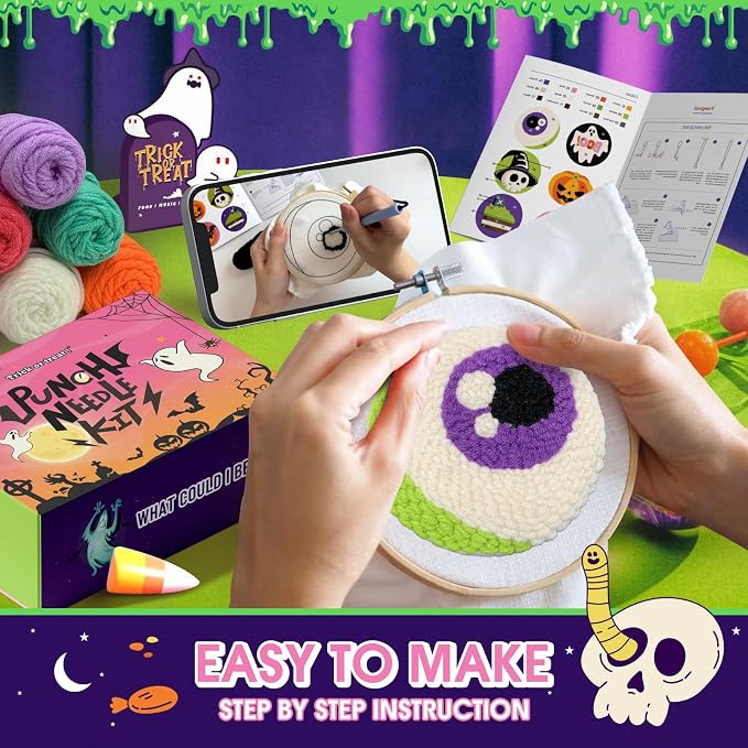 yuegool 6PCS Enchanted Oddities Punch Needle Coasters Kit – Easy DIY Embroidery - Image 4