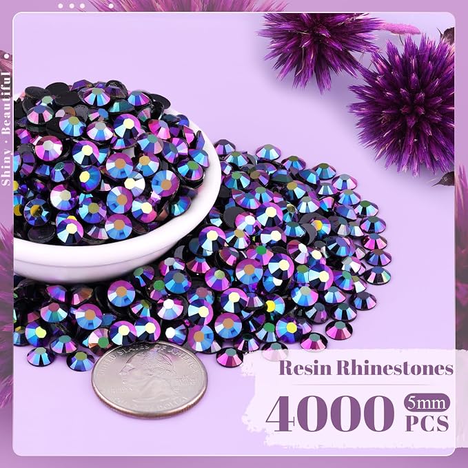 4000PCS 5mm Resin Jelly Rhinestones in Bulk, Bedazzling Flatback Crystals - Image 2