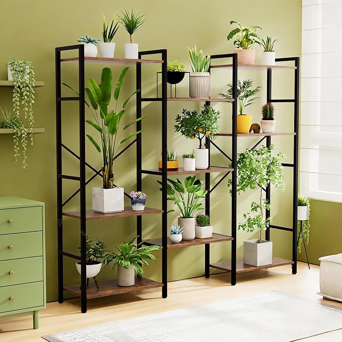 GRUSIGN Triple 4 Tier Book Shelf, Modern Bookcase Shelf, Freestanding Large - Image 4