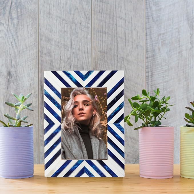 Picture Photo Frame Chevron Herringbone Art Inspired Vintage Table-Top/Wall - Image 3