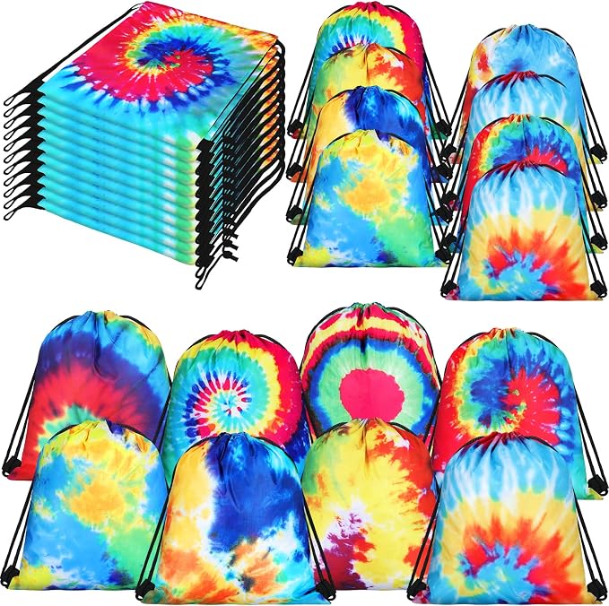 Lothee 30 Pack Tie Dye 30 Pack Drawstring Bags Party Favors by Lothee