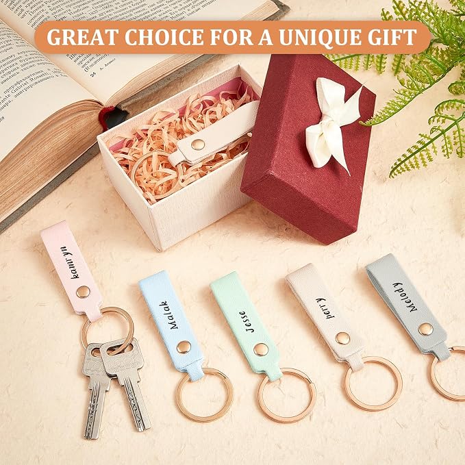 Wavyknot 100 Pcs PU Leather Keychain Blanks Bulk Laser Engraving Blanks - Image 4